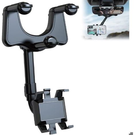 Support Telephone Voiture Retroviseur, 360°Rotatif Rétractable Support Smartphone Voiture, Support Portable Voiture pour Smartphone (1/5)