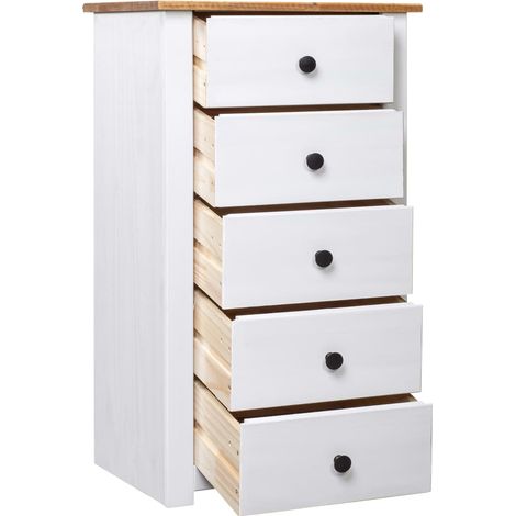 Maison La Vie - Buffet Salon Moderne - Meuble de rangement - Blanc 46x40x89 cm Pin Gamme Panama bu2579