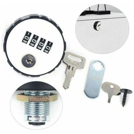 New lock for mailboxes and furniture, 4-digit combination lock, delivered with 1 key, white. (1/4)