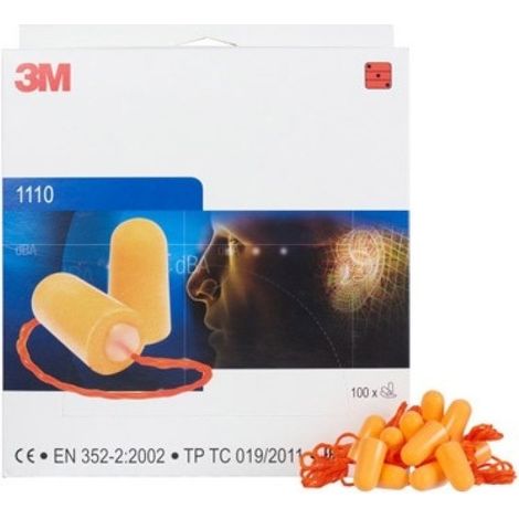 Tapon auditivo desechable (100 pares) con cordon snr 35 db