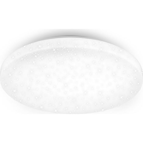 Plafonnier LED avec décor étoilé, plafonnier LED salle de bain IP44, décor ajouré, lumière blanche neutre, Ø400 mm, blanc (1/5)