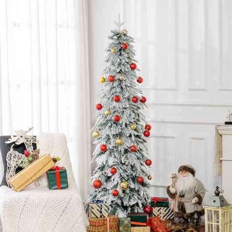 Sapin de Noël artificiel 180 cm avec 600 branches denses, effet réaliste, neige artificielle, ouverture automatique (1/5)