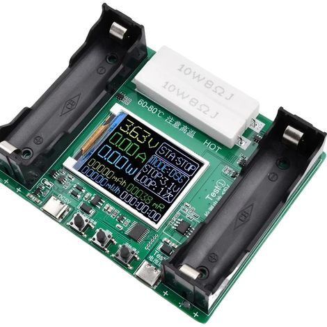 Comprobador de capacidad de batería, pantalla digital, carga tipo C, 2 canales (1/2)