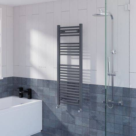 Straight Bathroom Heated Towel Rail Warmer Anthracite 1200x450mm (1/5)