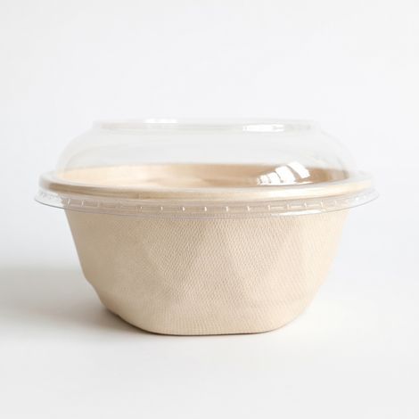 Bol jetable à facettes très épais 750 ml avec couvercle haut en PET