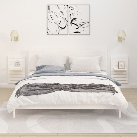 Lot de 2 Étagères de chevet murales  Armoire murale Meuble Étagère Blanc Bois de pin massif 80718