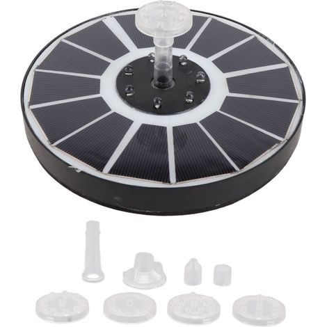 Pompe à Eau Solaire pour Bassin d'Oiseaux avec 8 Buses 3.5W 900mAh Lumière Colorée Puissante pour Jardin Transparence-KZQ (1/5)