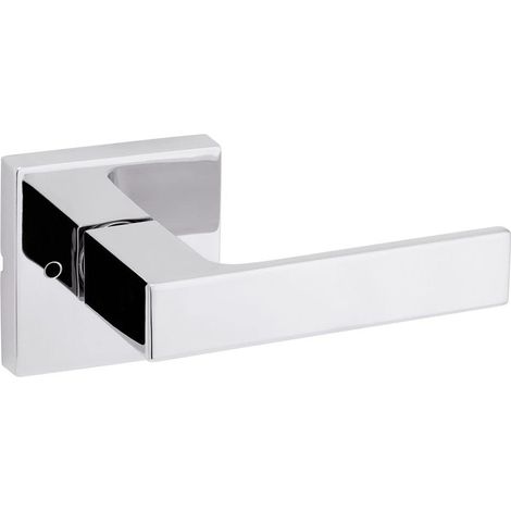 Poignée de porte intérieure avec serrure, levier de porte pour salle de bain et chambre à coucher, chrome poli, réversible, sans clé (1/4)