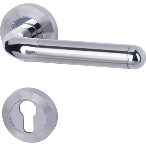 Südmetall Türgriff-Garnitur Rosette Solid 4 PZ Edelstahl poliert/satiniert chrom Ø 52 mm