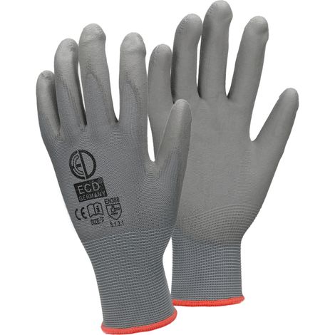 ECD Germany 48 Paar Arbeitshandschuhe mit PU-Beschichtung, Größe 7-S, Grau, atmungsaktiv, rutschfest, robust, Mechanikerhandschuhe Montagehandschuhe Schutzhandschuhe Gartenhandschuhe Handschuhe