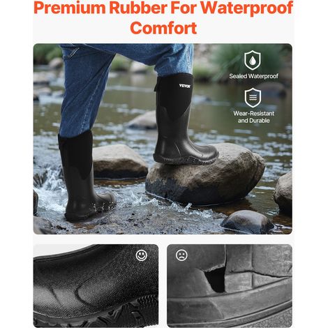 Bottes en caoutchouc pour hommes, bottes de pluie antidérapantes imperméables, chaussures de boue isolées pour jardinage, bottes de… (1/5)