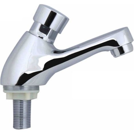 Vollkupfer-Waschtischarmatur mit Verzögerung, einzelner selbstschließender Kaltwasserhahn, wassersparender Druckhahn, geeignet für Badezimmerwaschbecken (allgemeines Messing) (1/4)