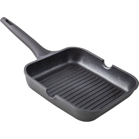 Griglia in alluminio pressofuso rigato xylan manico fisso 20 cm