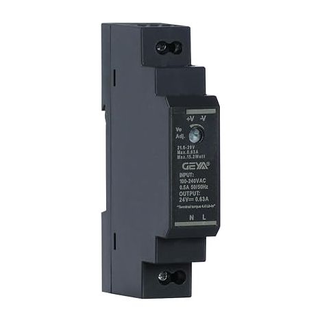 Alimentation à découpage,transformateur monophasé sur rail DIN,conversion de 100V CA à 240V CA en DC24V (GPHDR-15W-24V-0.63A) (1/5)