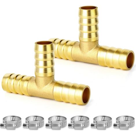 16mm Laiton 3-Way Tee Tuyau Barb Fitting(pack de 2) (1/5)