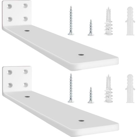 Lot de 2 - Équerre étagère - Support mural - En métal robuste - Pour étagères ouvertes bricolage - Blanc - 30x30 cm