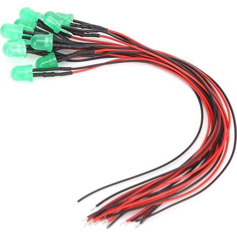 50 Stück 12V 8mm helle chromatische LED-Lampenperlen mit 20CM 26AWG Zuleitung für elektrische Leitfähigkeit Grün & Jadegrün (hervorgehoben) (1/5)