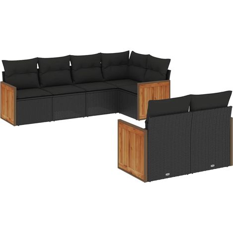 Maison Exclusive - Set de comedor de jardín 7 pzas y cojines ratá (1/5)