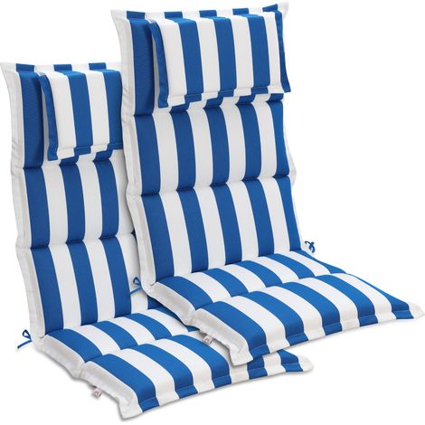 Aoodor Outdoor-Stuhlkissen mit hoher Rückenlehne und Kopfstütze, 2er-Set, geflanschte Sitzkissen für Schaukelstühle, Adirondack- und Essstühle, 120×52×6 cm
