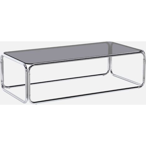 Mesa de centro vintage de vidrio templado y acero cromado (1/5)