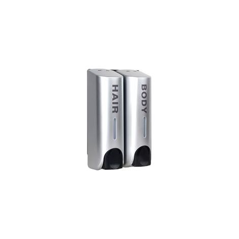 Lot de Distributeurs de Savon Muraux 3 Contenants pour Gel Douche, Shampoing et Après shampoing Design Moderne Argenté