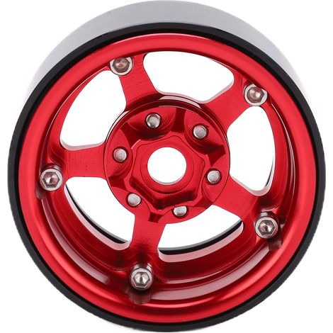 1,9 Zoll Beadlock-Felgen aus Aluminiumlegierung, 5 Löcher, silber, schmutzabweisend, für RC-Reifen, Radnabe, schwarz und rot. (1/5)