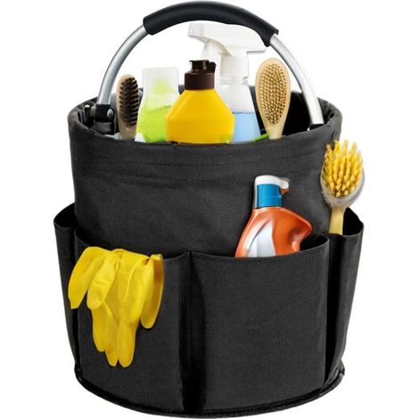 17-Liter-Reinigungskorb – Faltbar – Mit Griff – Tragbar – Schwarz – Geeignet für Haus und Garten – Aufbewahrungskorb für Reinigungsmittel (1/4)