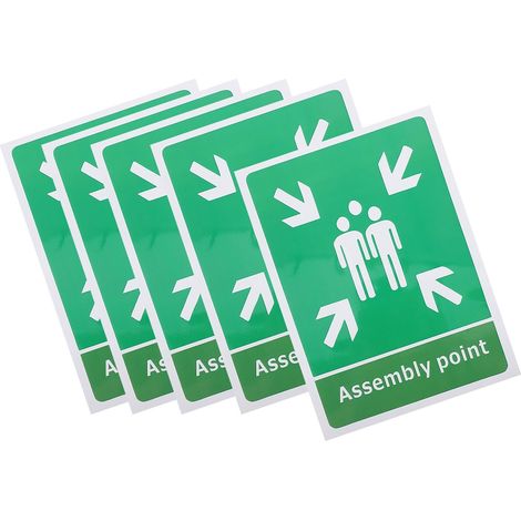 Autocollant de point assemblage PVC 5 pièces Panneau à haute visibilité signalisation évacuation pour centres commerciaux et immeubles bureaux abri anti-aérien (1/5)