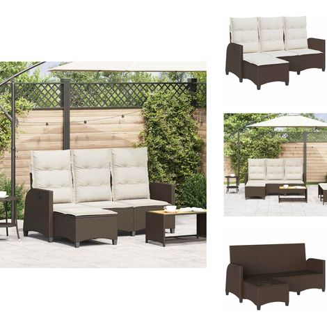 Canapé de jardin inclinable coussins forme L marron polyrotin - Canapé De Jardin Inclinable - Canapés De Jardin Inclinables - Canapé D'extérieur - Canapé Inclinable (1/5)