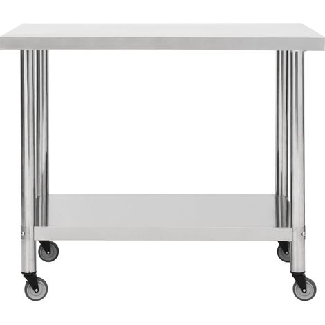 Tavolo da lavoro da cucina con ruote piano di lavoro gourmet spazio commerciale ristorante 100 x 45 x 85 cm acciaio inossidabile 020001911
