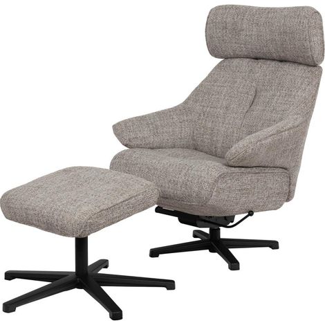 Amadeus - Fauteuil Oslo en tissu taupe avec piètement étoile noir (1/2)
