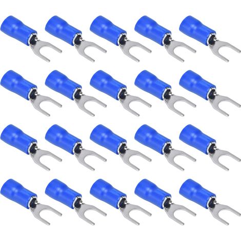 50Embouts fourche isolés U type connecteur fil 12-10AWG, cosse sertir SV5.5-6 bleu, lot de 50 pièces câblage électrique. (1/5)