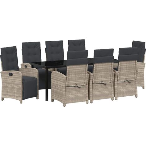 Maison Exclusive - Set da Pranzo per Giardino 9 pcs Grigio chiaro polyrattan