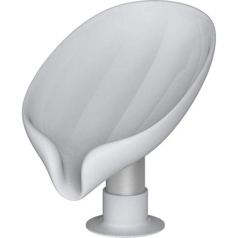 Porta saponetta, porta spugna, vassoio di scolo, salva sapone, supporto a forma di foglia con ventosa per doccia, lavello da cucina, bagno, 12 cm (grigio) - Fei Yu (1/5)