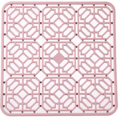 Tapis d'égouttoir en silicone, tapis d'évier en silicone, coussin d'isolation thermique en silicone pour comptoir de cuisine, rose (1/4)