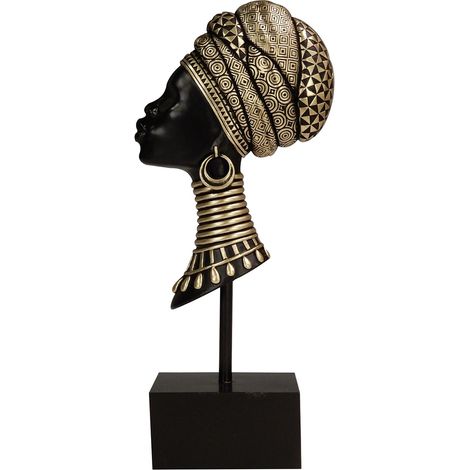 Signes Grimalt Figure de figure africaine  Tête africaine et éléphants bruns 6x13x28cm 30056 (1/2)