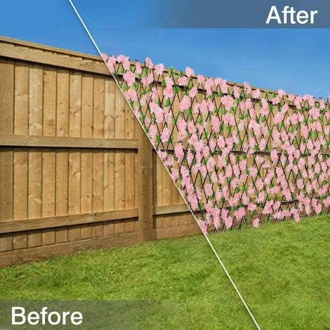 Clôture extensible en bois avec pétales de fleurs artificielles, échafaudage pour la décoration de jardin (1/5)