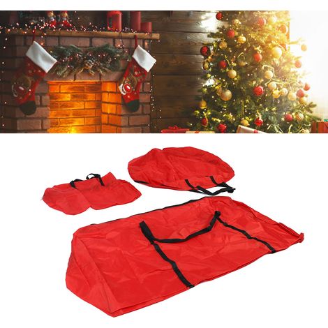 Ensemble de Sacs de Stockage de Sapin Artificiel Set Grande Capacité Imperméable Tissu Oxford pour Sapin de Noël 7.5FT (3 Sacs, Rouge) (1/5)