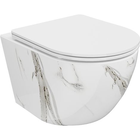 Mexen Lena cuvette WC sans rebord avec abattant à descente lente slim, duroplast, pierre blanche - 30224094 (1/5)