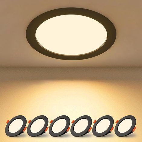 Spot Led Encastrable Noir Extra Plat, 10 Pack 5W 500LM = 50W incandescence, IP44, Blanc Froid 6000K, AC 220-240V,Découpe 70-80mm,Rond plafond encastré Pour salle de bain,Cuisine,Salon,Couloir