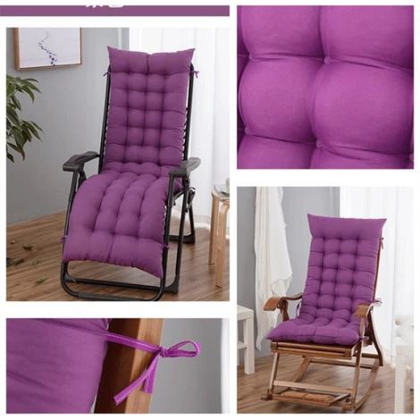 Coussin de Chaise Longue Bain de Soleil, Coussin transat Jardin Exterieur antidérapante avec Couvre-Chef,120 x 48cm,Voilet (1/4)