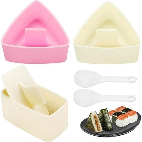 Lot de 3 moules à riz triangulaires japonais - Moules à bento, onigiri et sushi - Presse à riz en plastique alimentaire - Idéal pour les rouleaux d'algues et les boîtes à lunch à composer soi-même