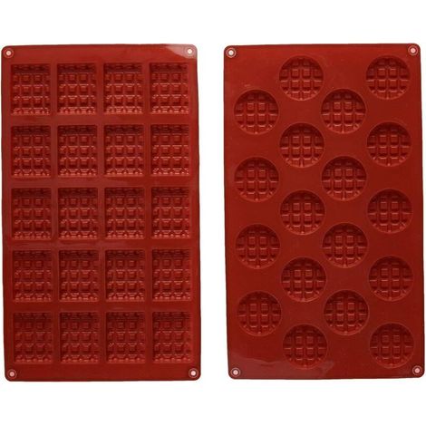 2 pièces/Ensemble 18/20 Cavité SiliCône Gaufre Moule Maker Gateau Cookie Chocolat Pan Moule De Cuisson Antiadhésif Ustensiles De Cuisson Outil-Fei Yu (1/5)