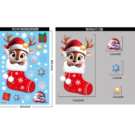 Nouveaux autocollants de Noël, flocons de neige 3D, bonhommes de neige, stickers pour fenêtres, sapins du Père Noël, cadeaux, autocollants statiques en PVC pour vitres