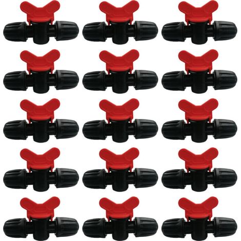 Thsinde15 Pièces Vanne Interrupteur Goutte à Goutte PE Tuyau d'Irrigation 16mm Verrou Barbelé Raccord Valve Connecteur Tuyau Barbelé Valve Jardin