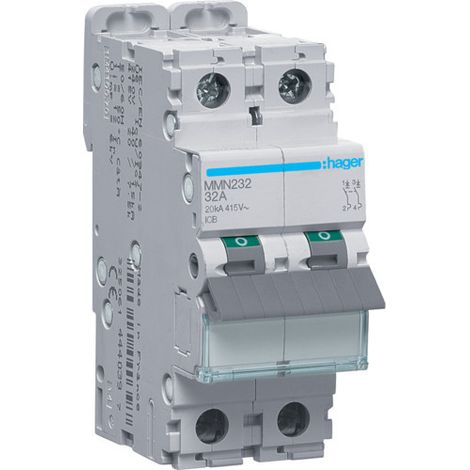 Disjoncteur magnétique 2P 20kA 32A 400V access. indicateur IEC 947-2 (MMN232)