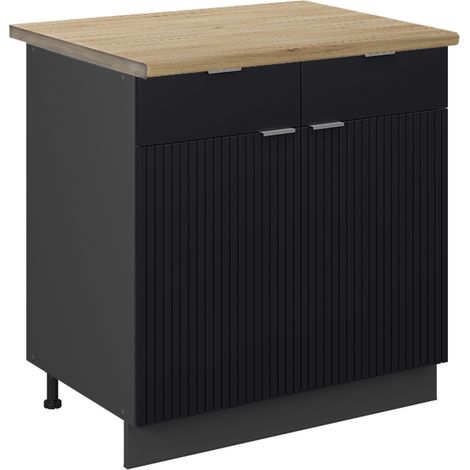 Mobiletto base per cucina Fame-Line, Nero rigato, 80 cm , PL Rovere, Vicco