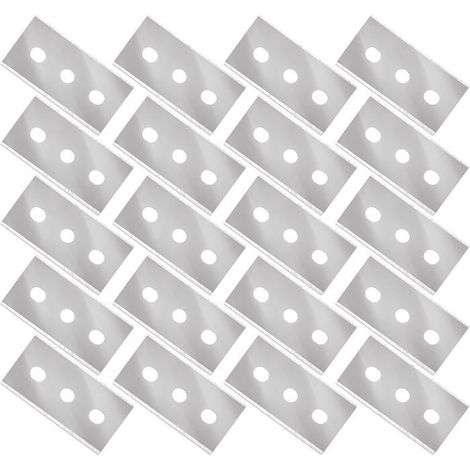 20 lames de rasoir argentées double face avec 3 trous pour grattage de vitres, nettoyage de sols et de miroirs (1/5)