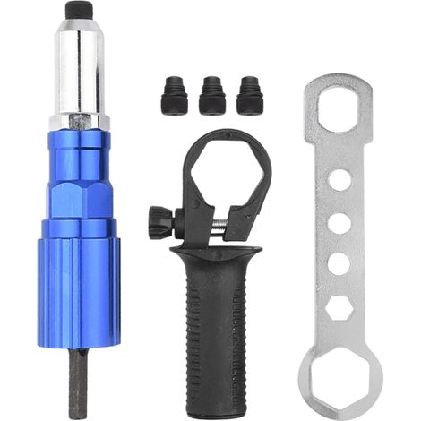 Adaptateur De Riveteuse Électrique Pour Perceuse Kit De Conversion Avec Tête Et Écrou Accessoire De Rivetage Pour Travaux Automobiles Et Professionnels (1/5)