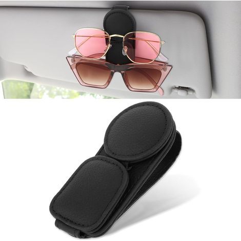 CCYKXA Double-layer car sun visor sunglasses holder, magnetic leather, car glasses hanging clip, universal car visor holder (1/5)